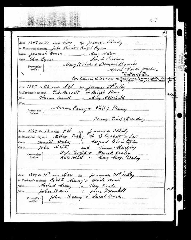 Bridget (Ryan) Bonia Marriage Certificate